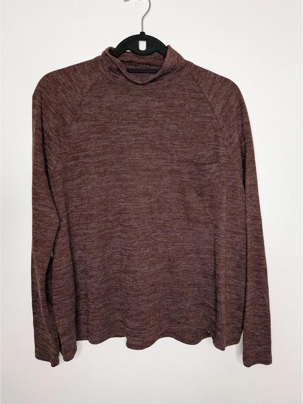 BDG Sweater Pullover Womens M Brown Mock Neck Chest Pocket Long Sleeve Knit